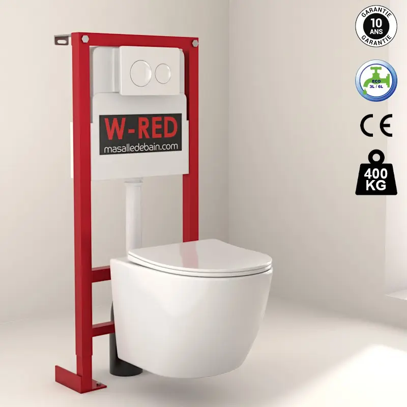 [PKWRED-1] PACK Bati-support STANDARD Autoportant W-RED + plaque blanche + WC Célia.webp