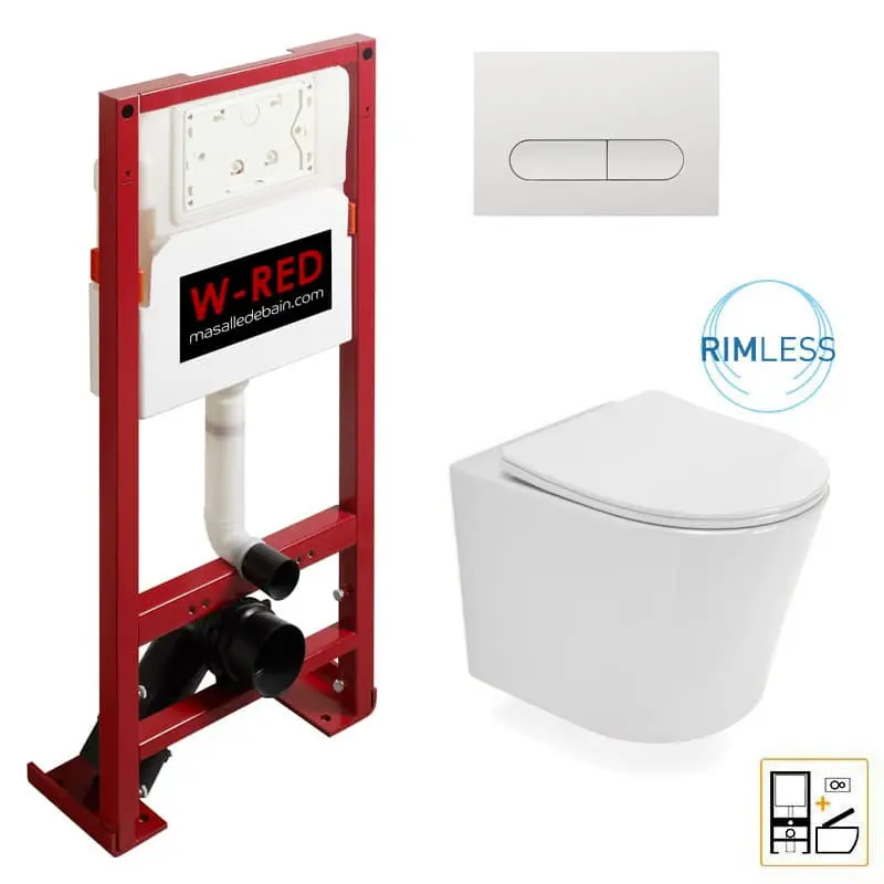 [PKWRED-3] PACK Bati-support STANDARD  Autoportant + plaque blanche W-RED + WC Flavia.webp