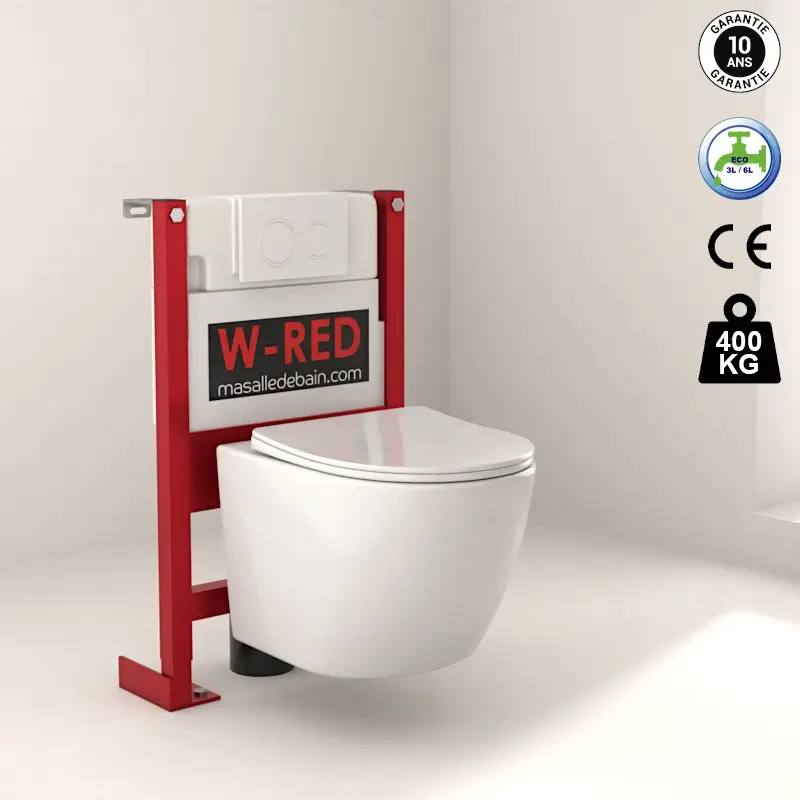[PKWRED-8] PACK Bati-support FAIBLE HAUTEUR Autoportant W-RED + plaque blanche + WC Célia.webp