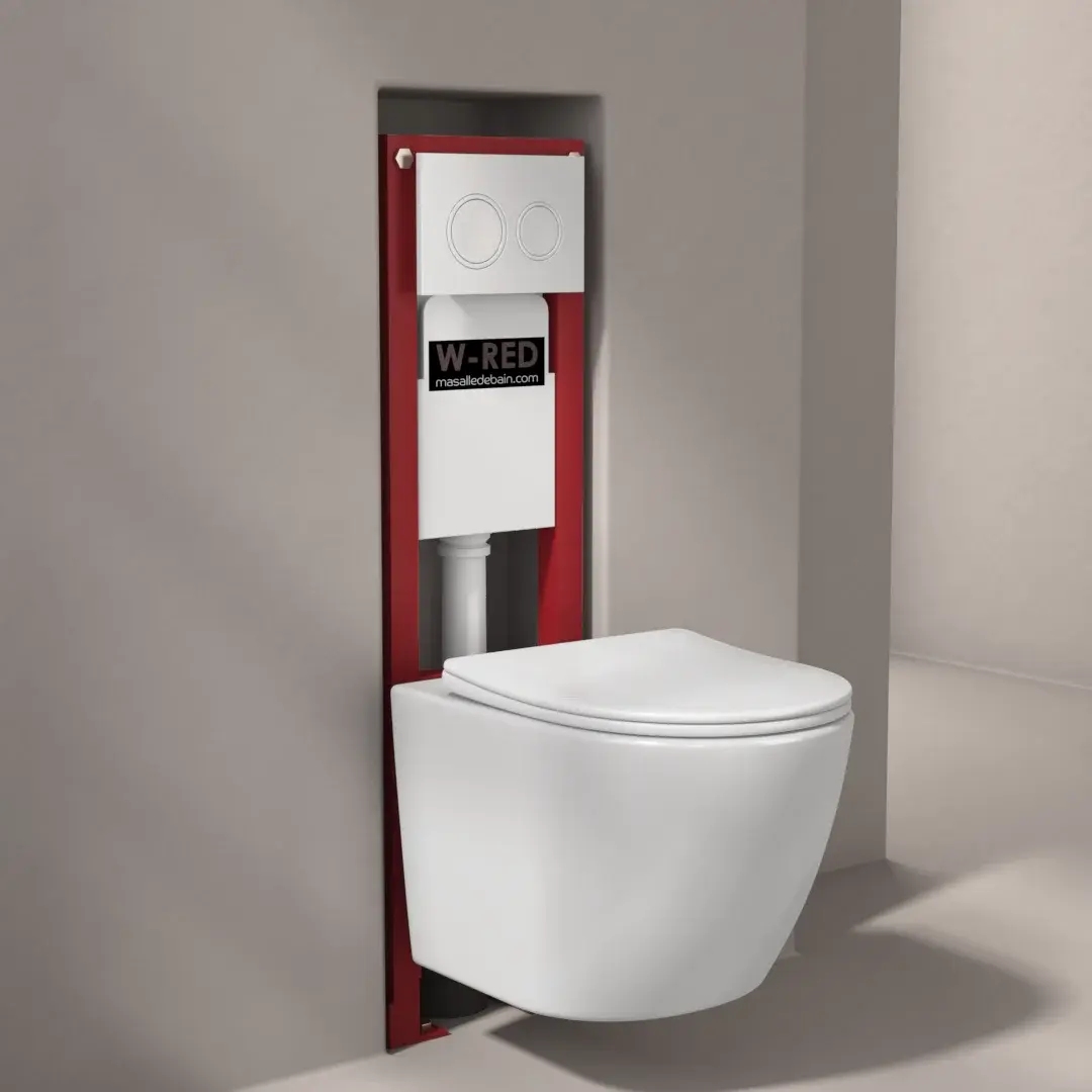 Pack Bati-support ETROIT Autoportant W-RED+ plaque blanche + WC Célia