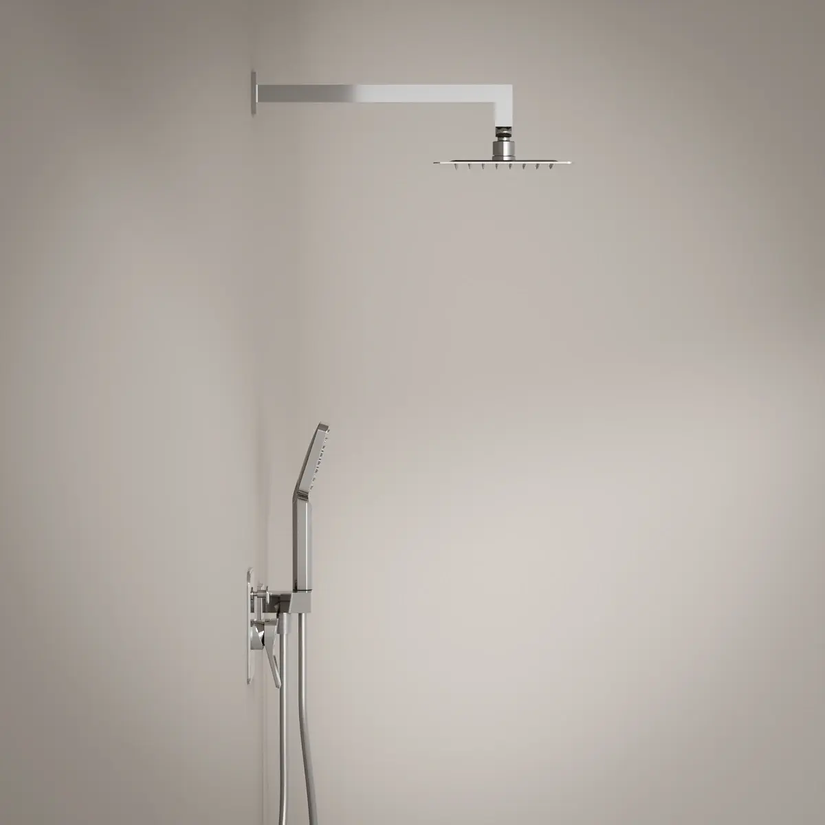 Composition mitigeur de douche encastré chromé, Hix