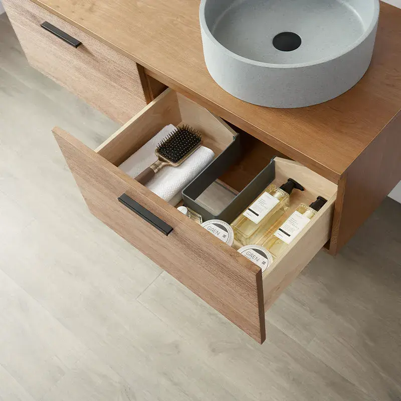 Meuble vasque suspendu 120 cm, Noyer, Rive Gauche