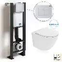 [PKBATIW8] Bâti compact WIRQUIN + Plaque de déclenchement blanche + WC suspendu Celia Rimless - Pack WC suspendu.webp