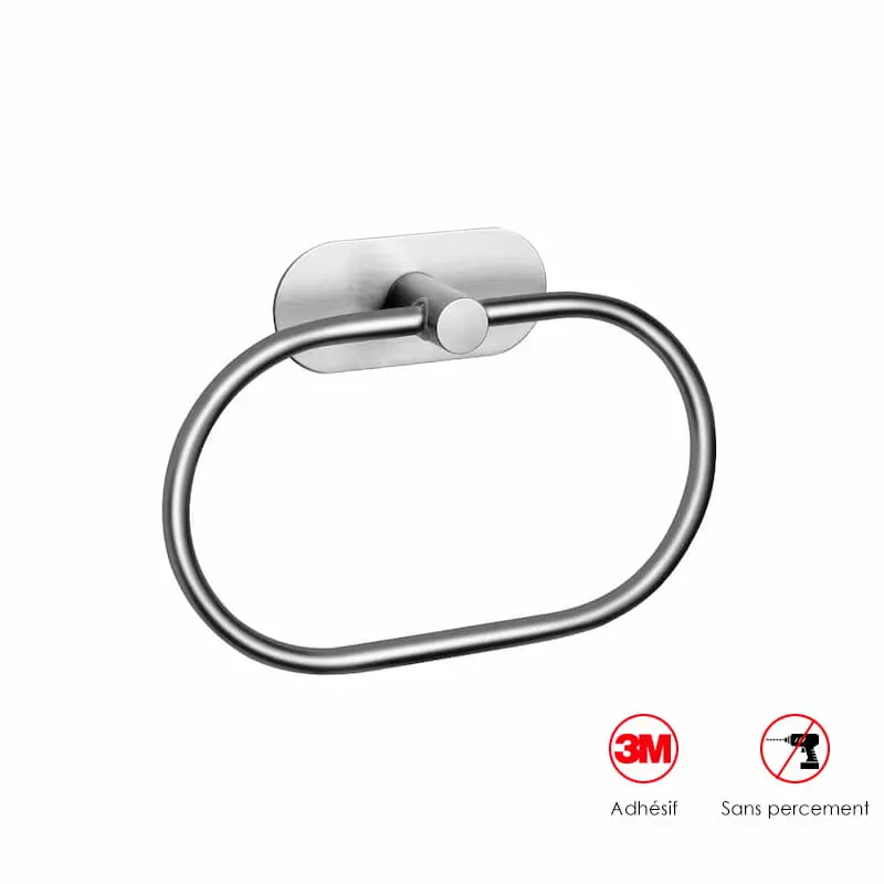 [SF-6031BT] Anneau Porte-serviette, inox brossé, adhésif Sansvis.webp