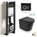 [PKBATIW6] Bâti compact WIRQUIN + Plaque de déclenchement noire + WC suspendu Noir Rimless Flavia - Pack WC suspendu.webp