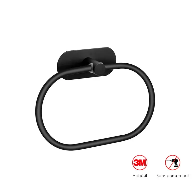 [SF-6031MT] Anneau Porte-serviette, noir brossé, adhésif Sansvis.webp
