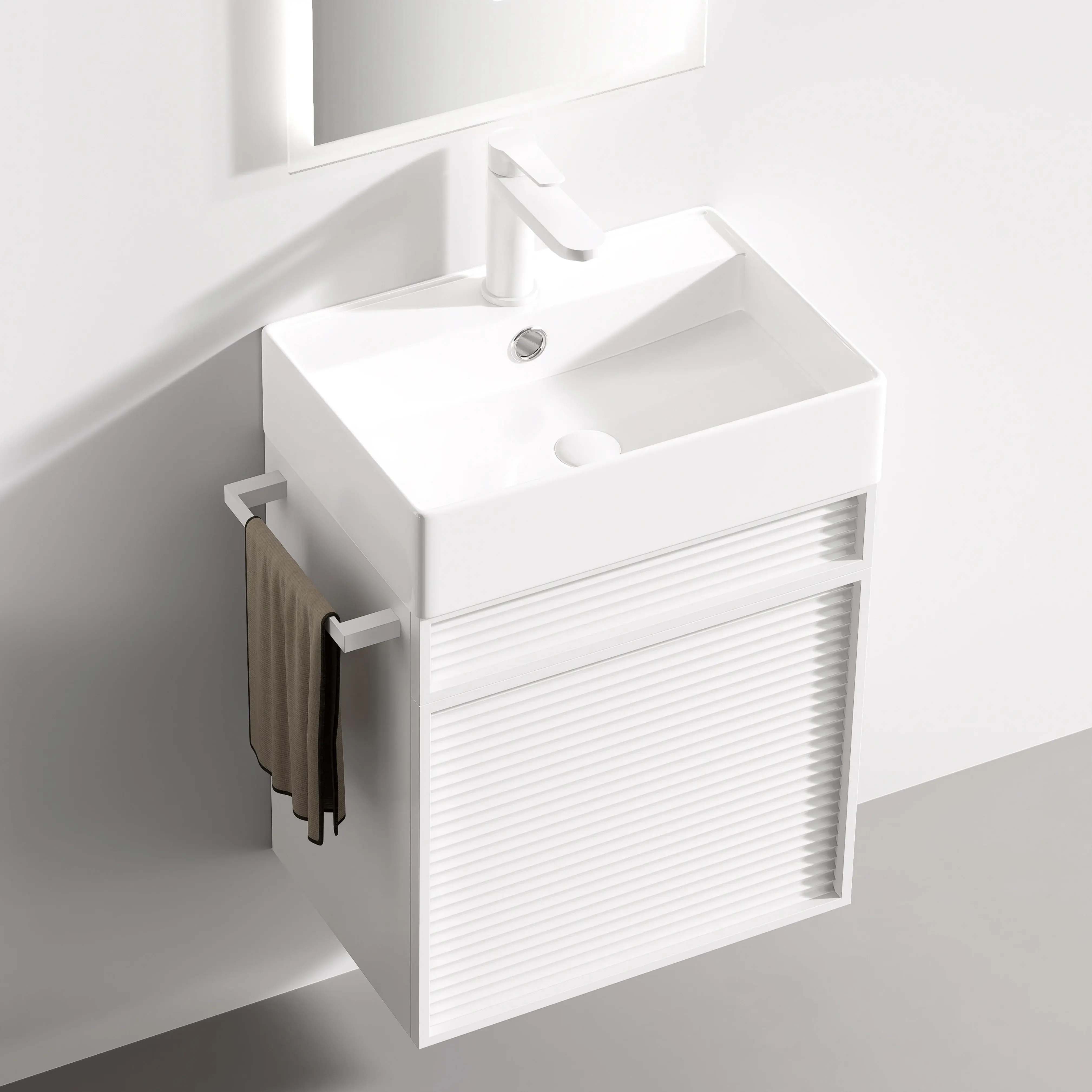 Ensemble meuble blanc avec vasque et miroir LED – Piccolo