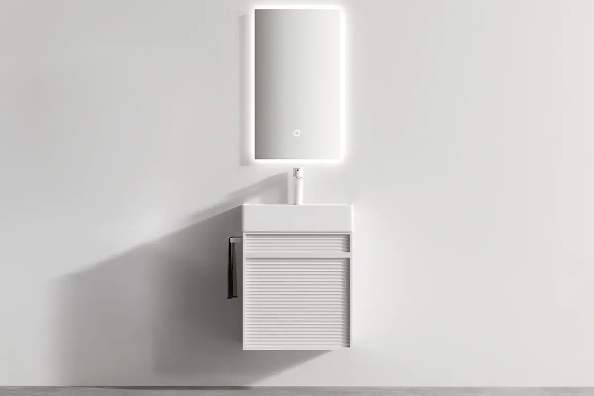Ensemble meuble blanc avec vasque et miroir LED – Piccolo