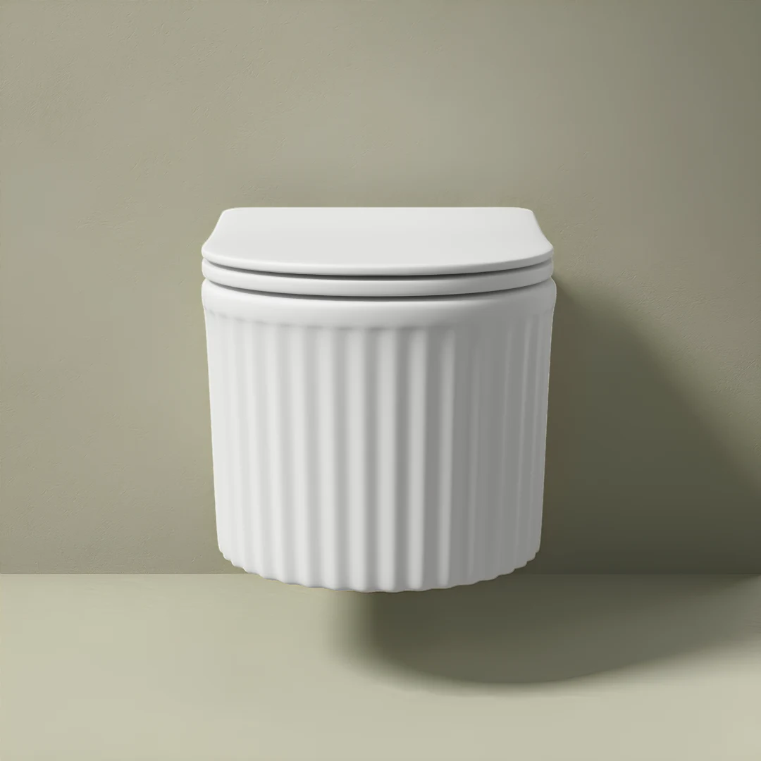 WC Suspendu compact cannelé blanc mat 48.5x35.5x32, Hostense