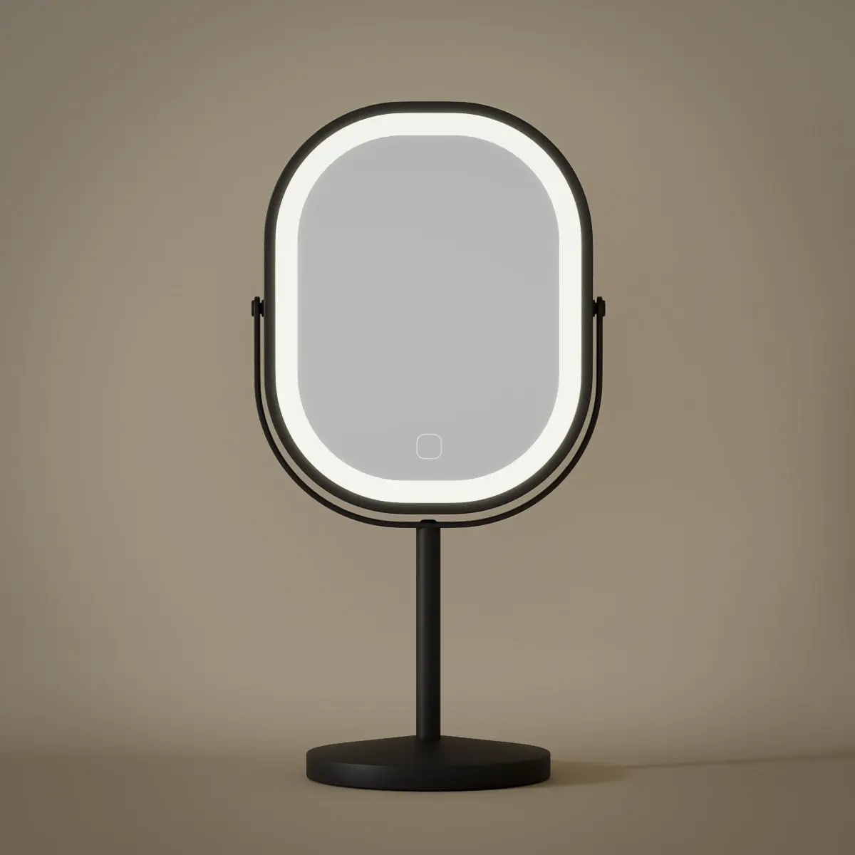 Miroir cosmétique à poser 2 faces (X1/X3), Led rechargeable, Noir mat, Elise