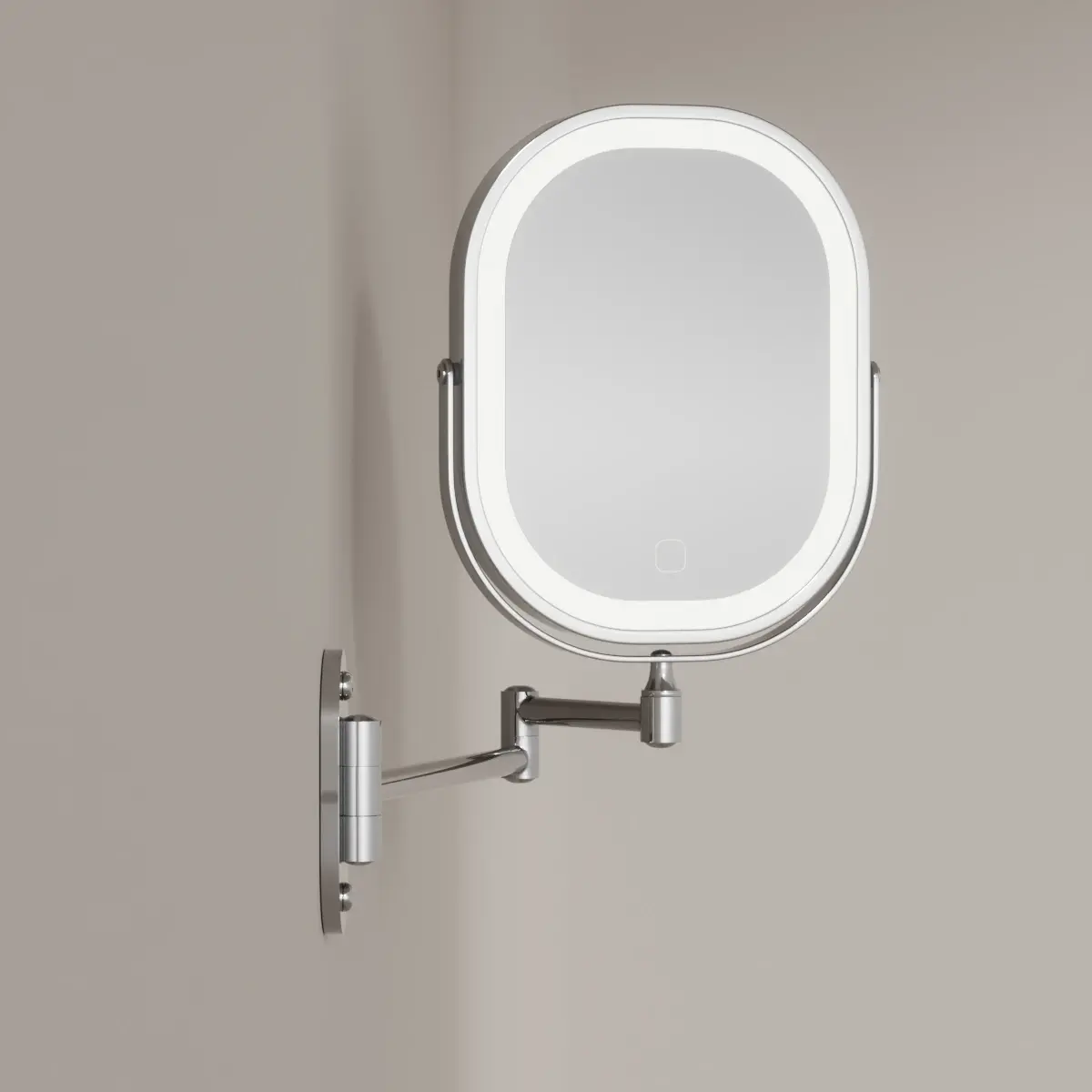 Miroir cosmétique mural oblong 2 faces ( X1/X3) avec leds rechargeables, chromé, Elsa