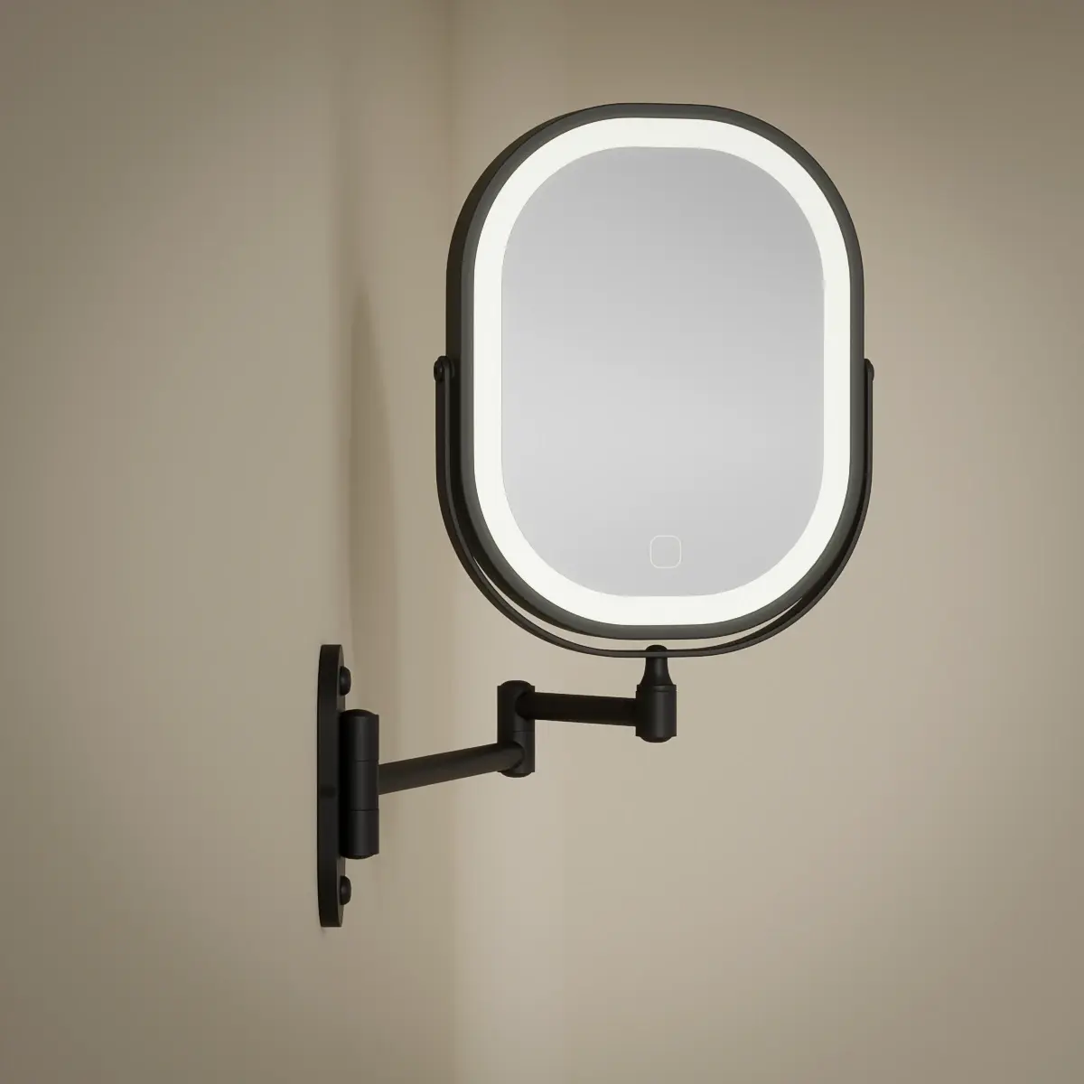 Miroir cosmétique mural oblong 2 faces ( X1/X3) avec leds rechargeables, noir mat Elsa