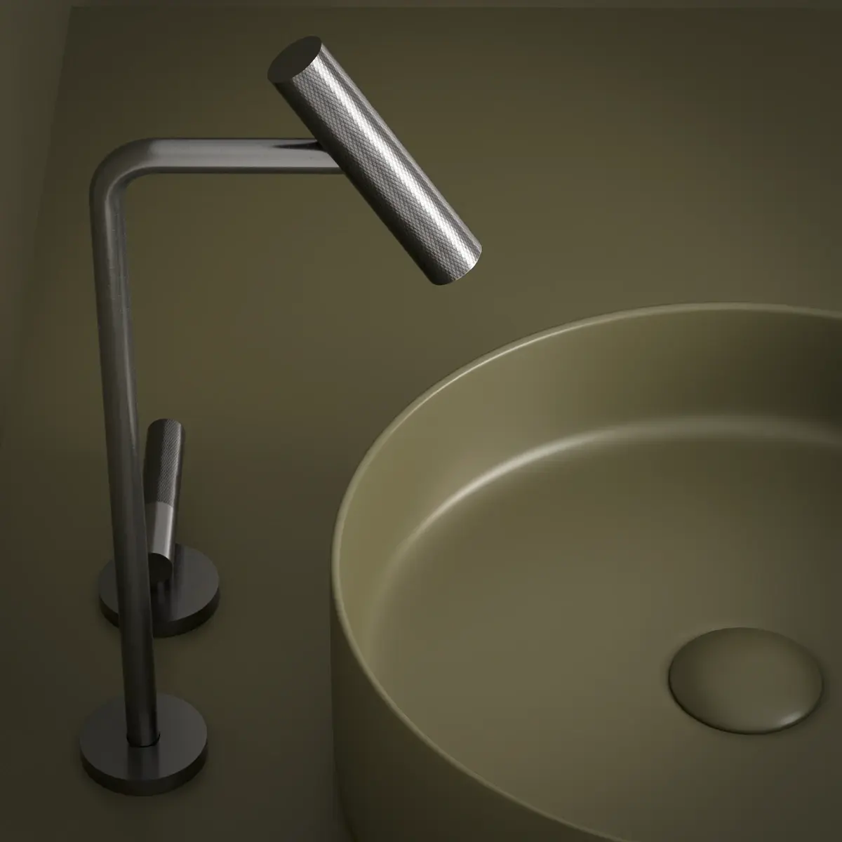 Mitigeur lavabo 2 trous, hauteur surélevée, Gun métal, Honfleur
