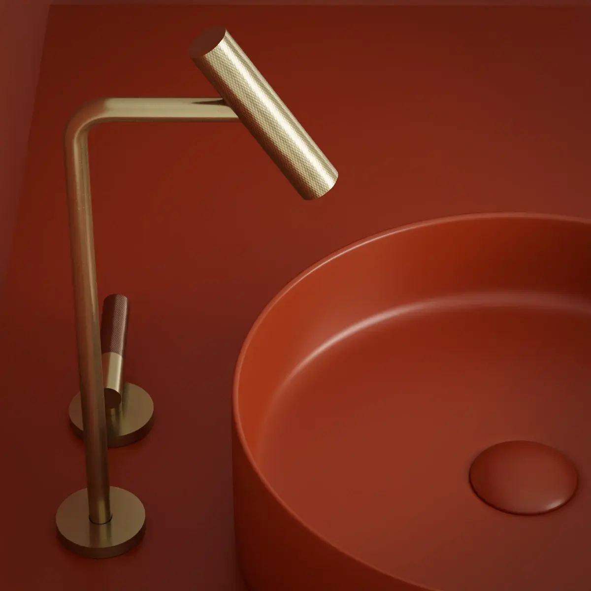 Mitigeur lavabo 2 trous, hauteur surélevée, Doré brossé, Honfleur