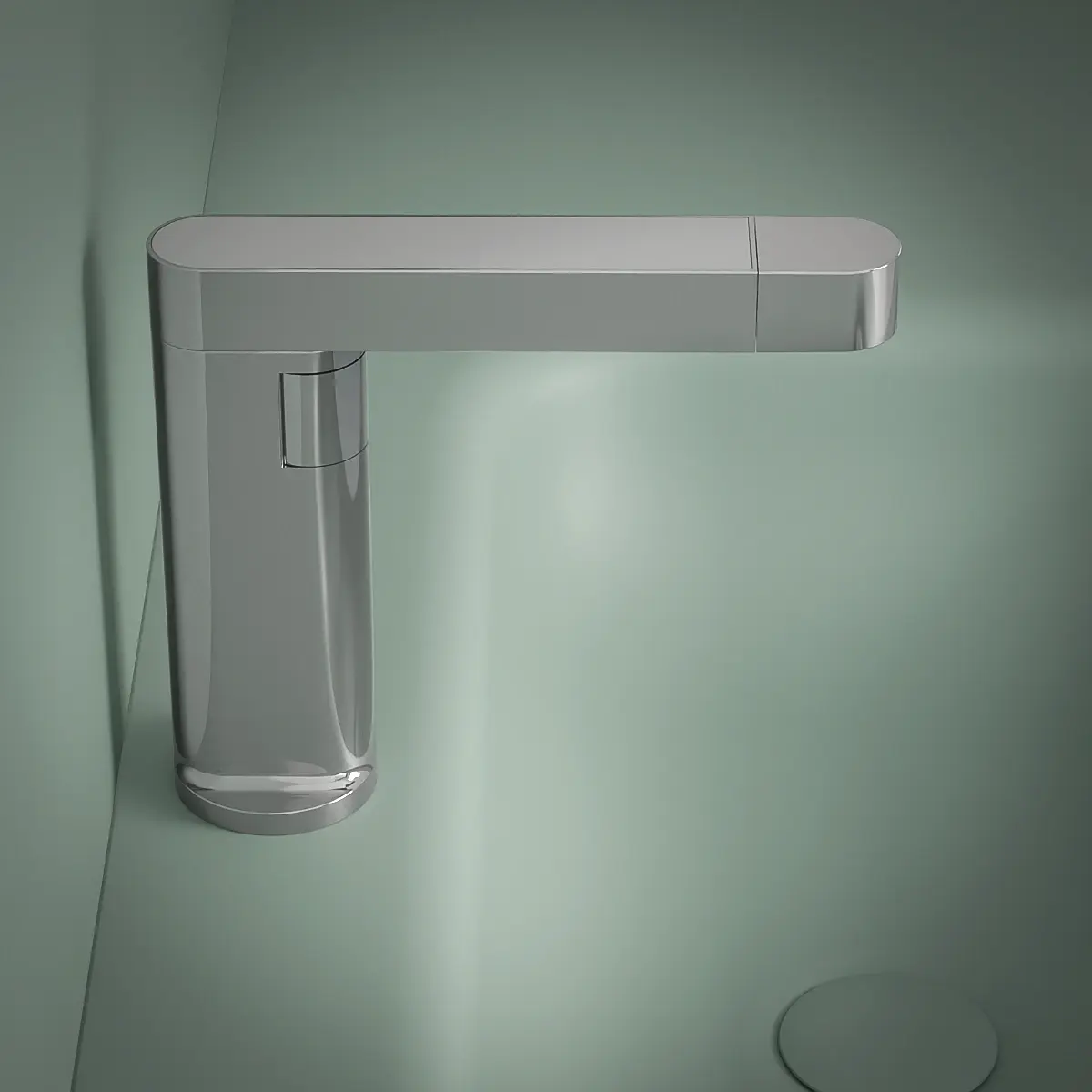 Mitigeur lavabo avec bec rotatif et extractible avec affichage digital par recharge, Chrome, Waterled
