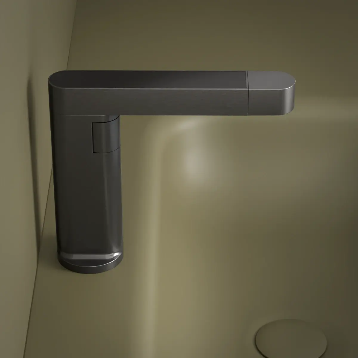 Mitigeur lavabo avec bec rotatif et extractible,Gun Metal, Waterled