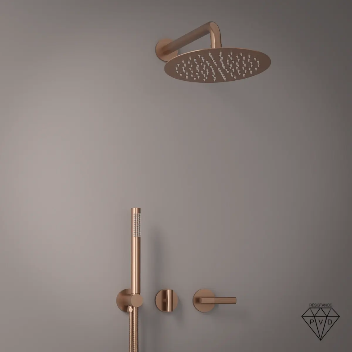 Set de douche encastré complet, Doré rose brossé, Honfleur