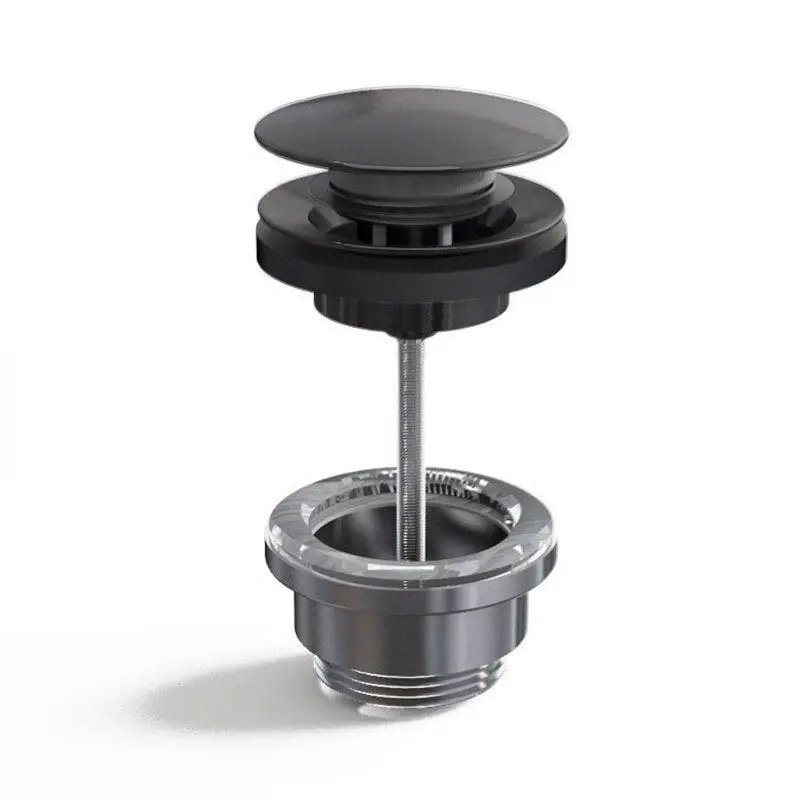 [YC-050PVDB] Bonde lavabo clic-clac ou fixe universelle en laiton finition noir brossé.webp