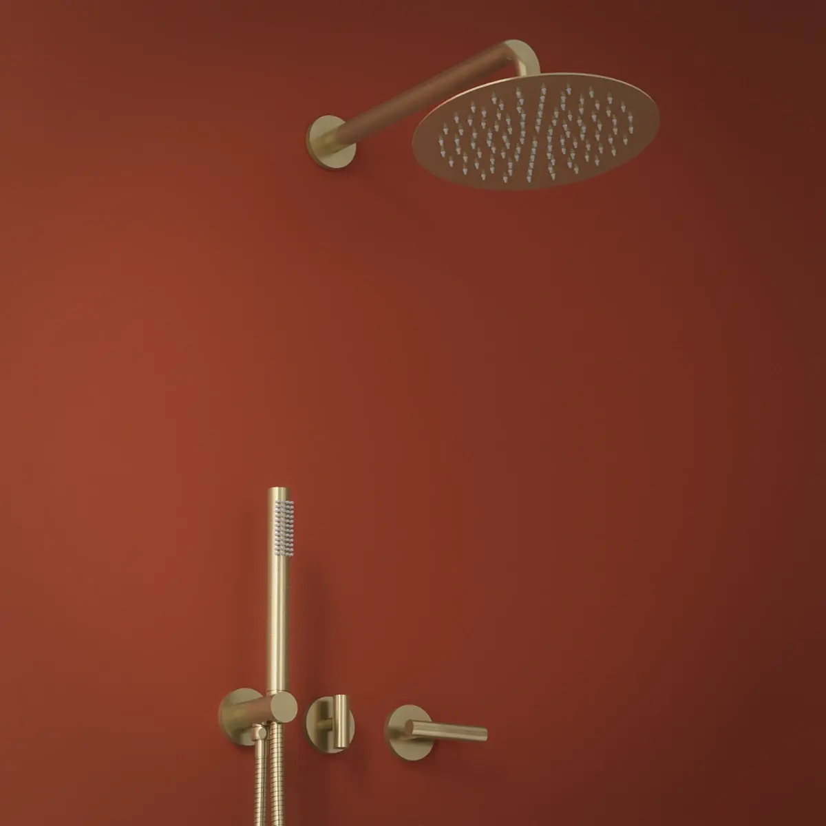 Set de douche encastré complet, Doré brossé, Honfleur