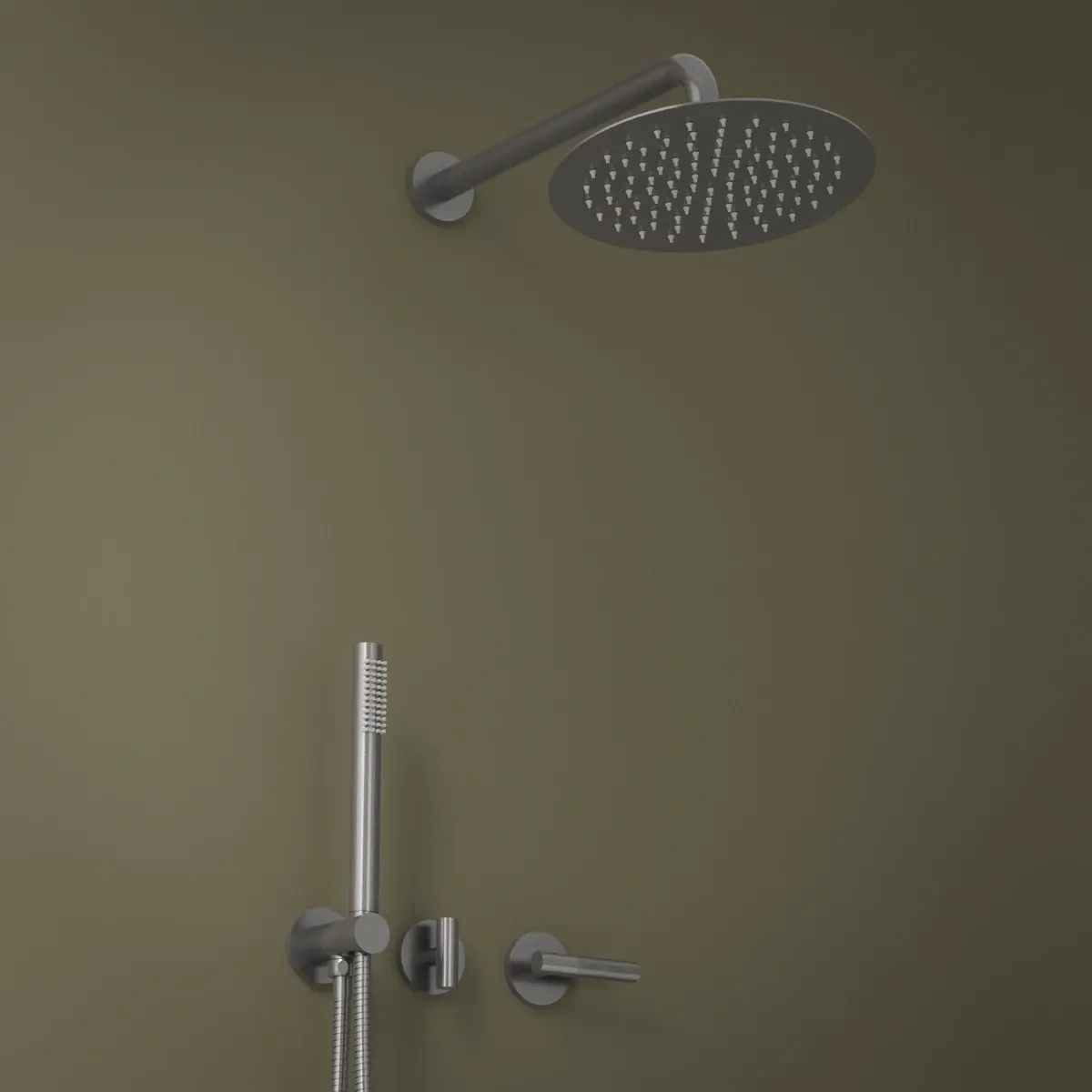 Set de douche encastré complet, Gun metal, Honfleur