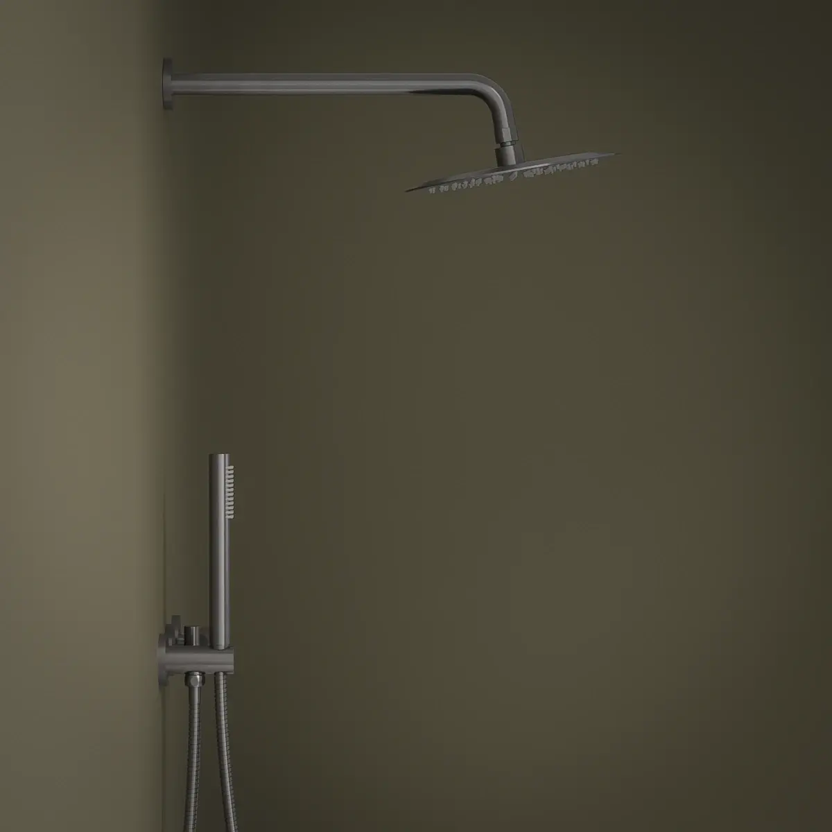 Set de douche encastré complet, Gun metal, Honfleur