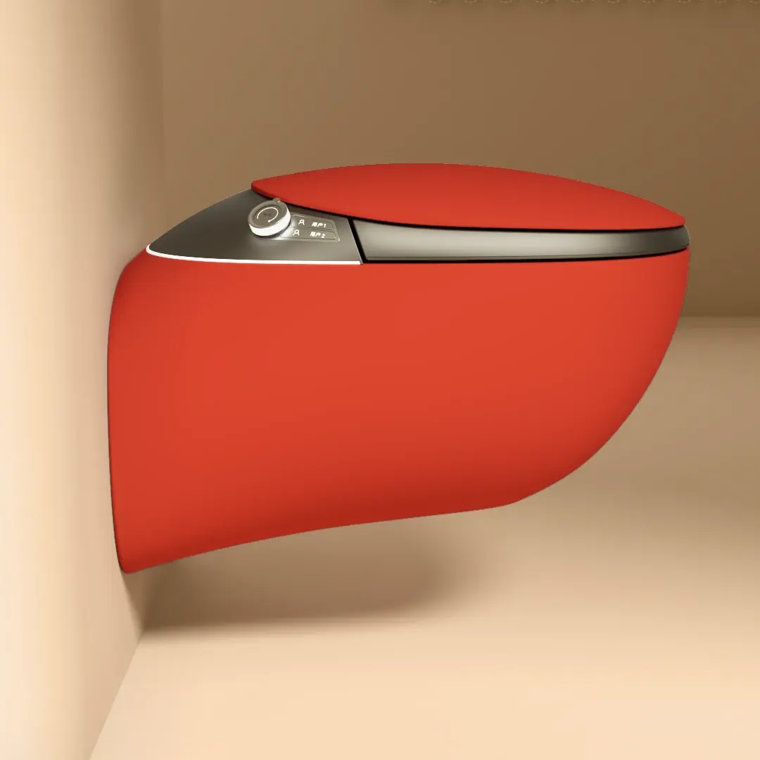 WC suspendu japonais rouge, avec bâti support, Safari