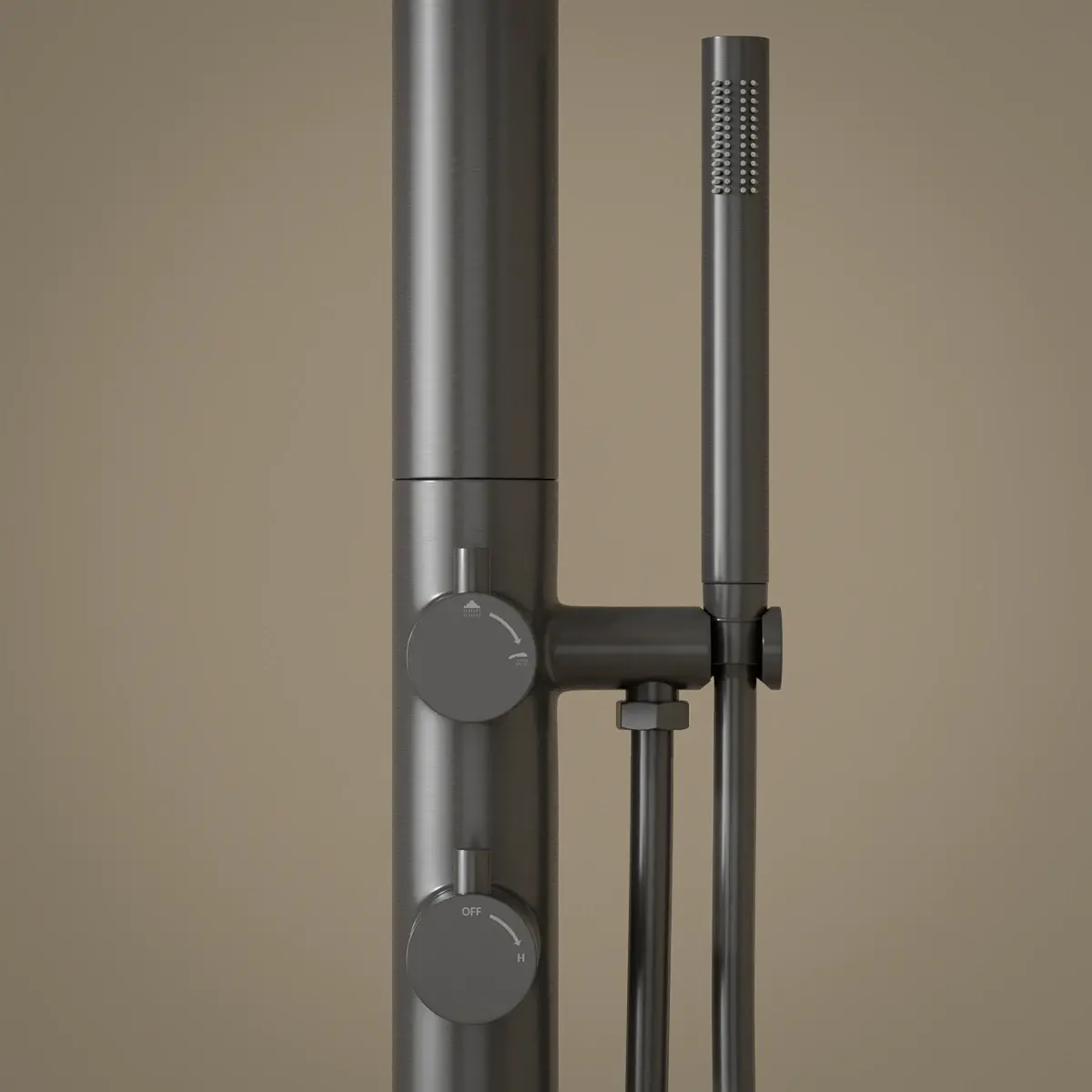 Colonne de douche au sol Intérieur / Extérieur Gun Grey 316S, Châtelet