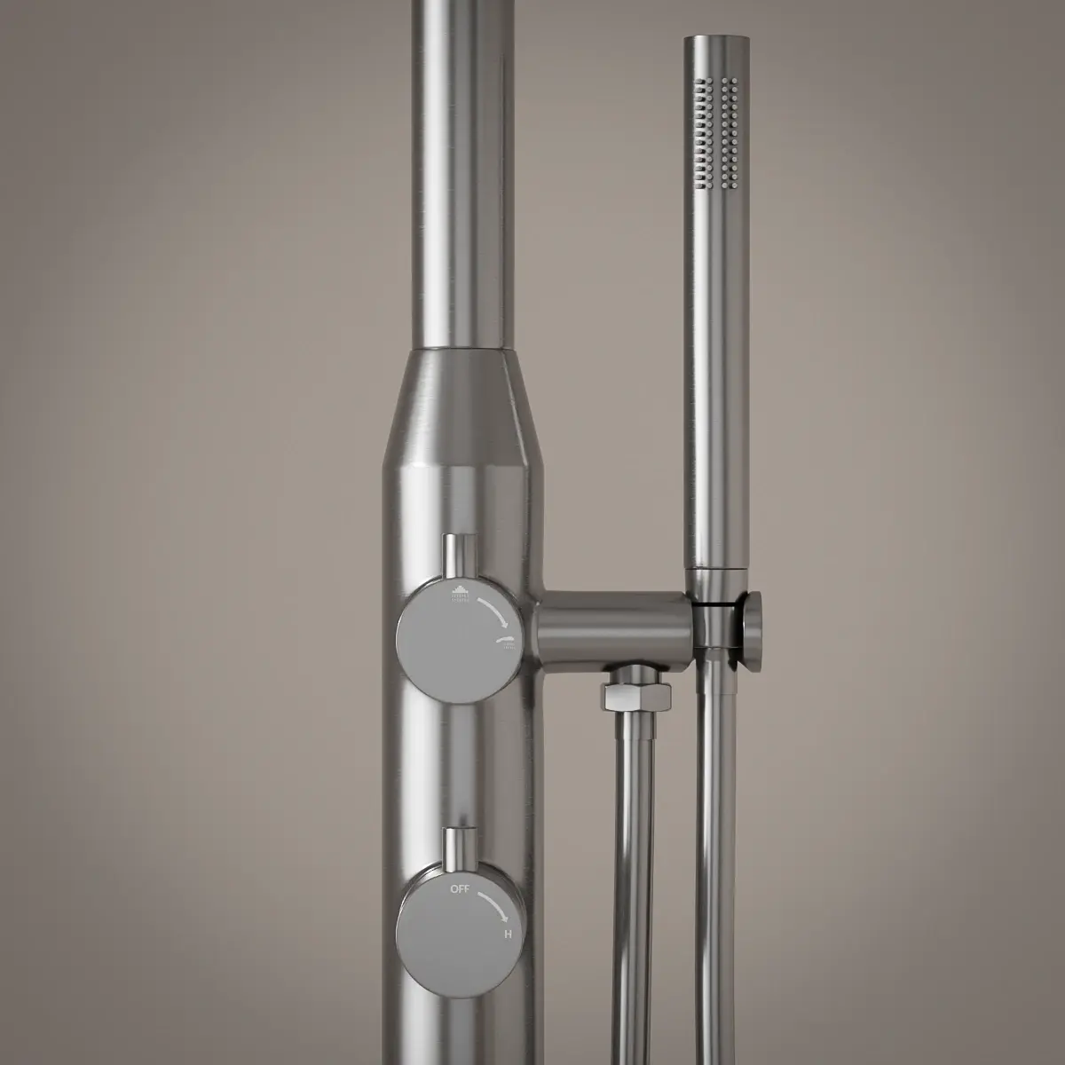Colonne de Douche au sol Intérieur / Extérieur 316A, inox brossé, Châtelet