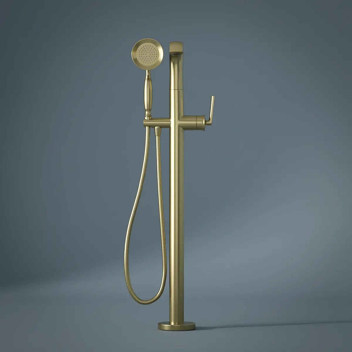 Robinet mitigeur de bain au sol, doré brossé, Art Déco