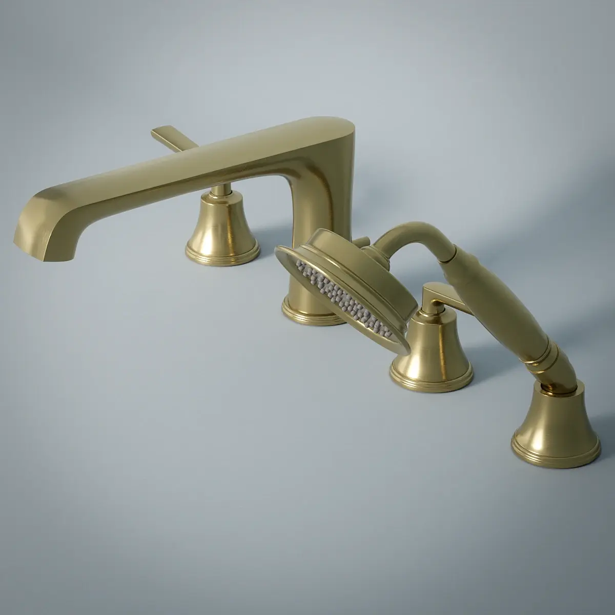 Robinet de baignoire mélangeur, 4 trous, sur plage, Art Déco, 2 couleurs