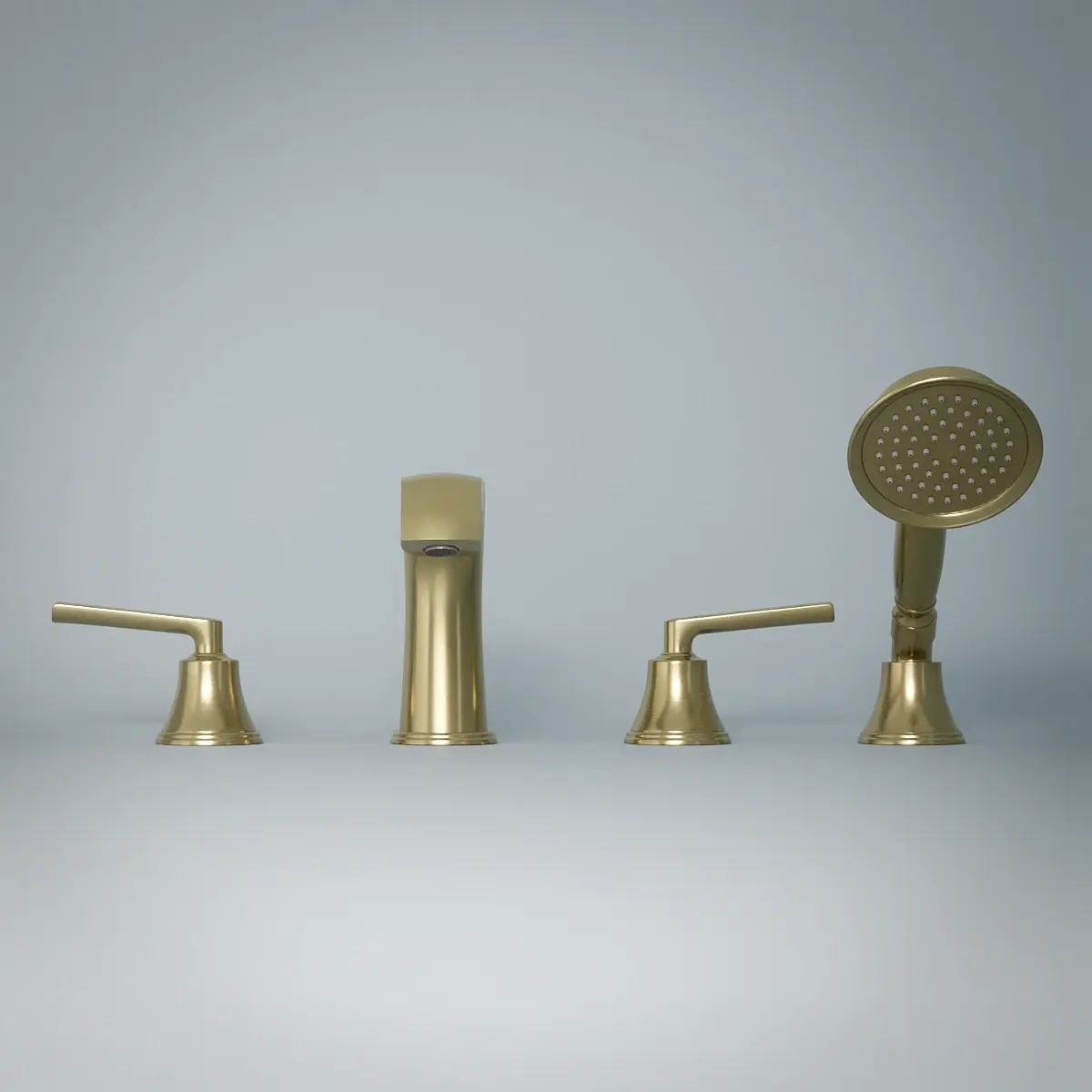 Robinet de baignoire mélangeur, 4 trous, sur plage, Art Déco, 2 couleurs