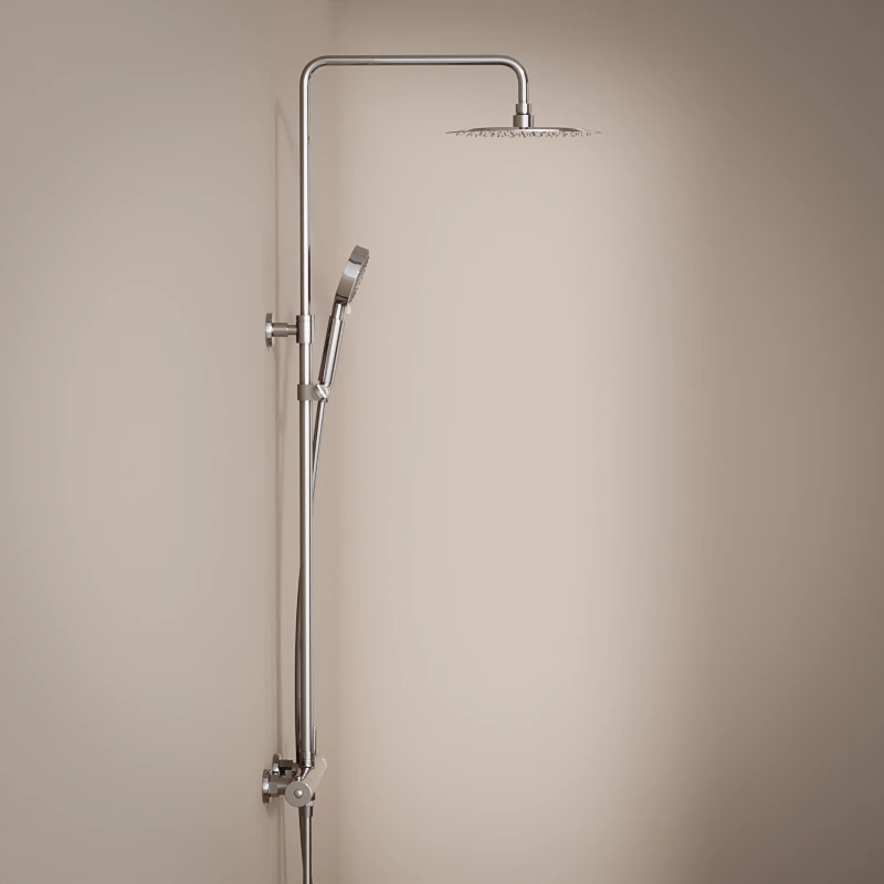 Colonne de douche mitigeur, Ø25cm, chrome, avec douchette multifonction, Châtelet