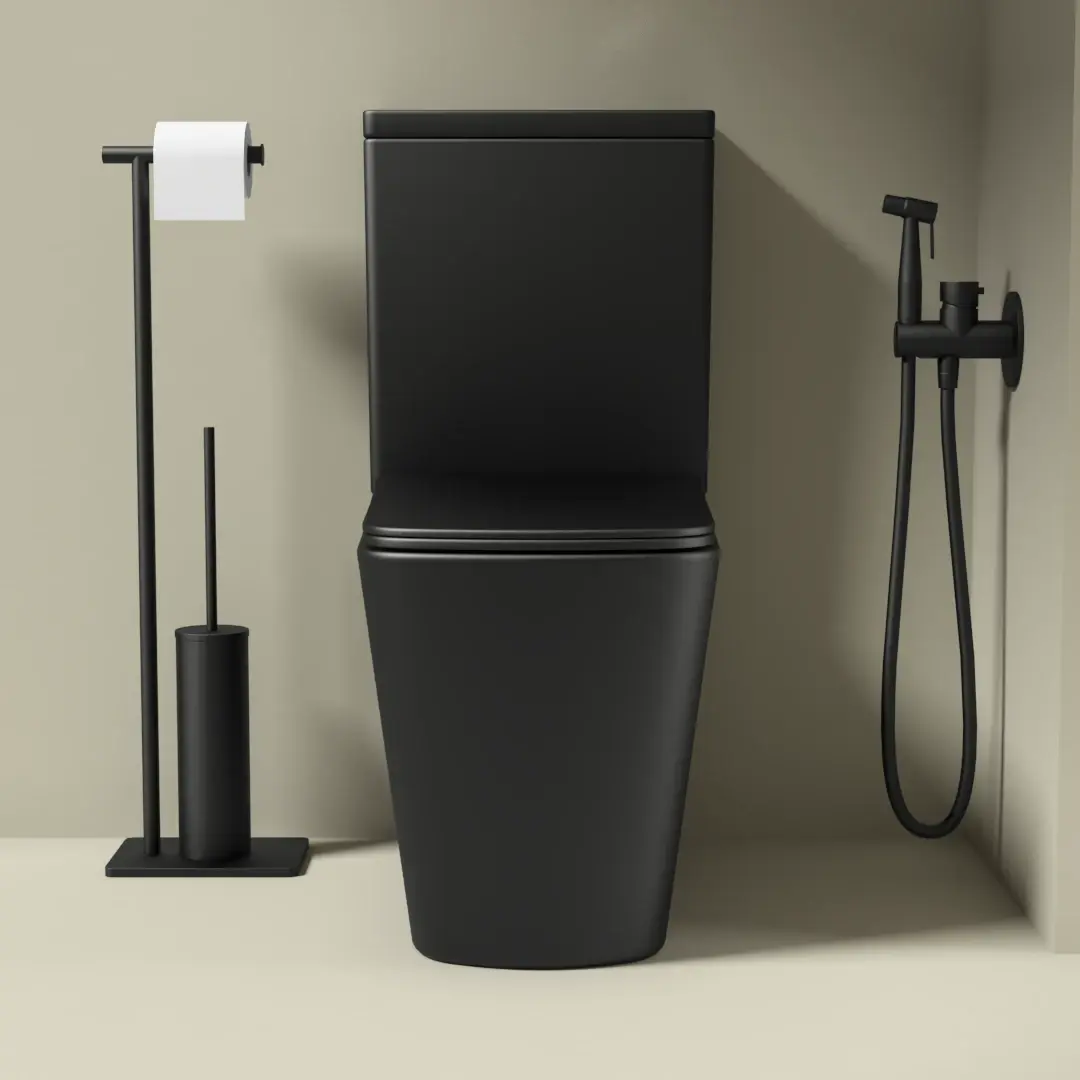 WC à poser, 64x38x83 cm, Noir mat, Flavio