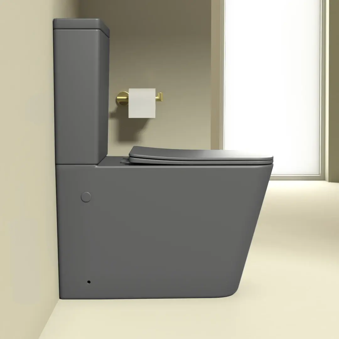 WC à poser, 64x38x83 cm, Gris foncé mat, Flavio