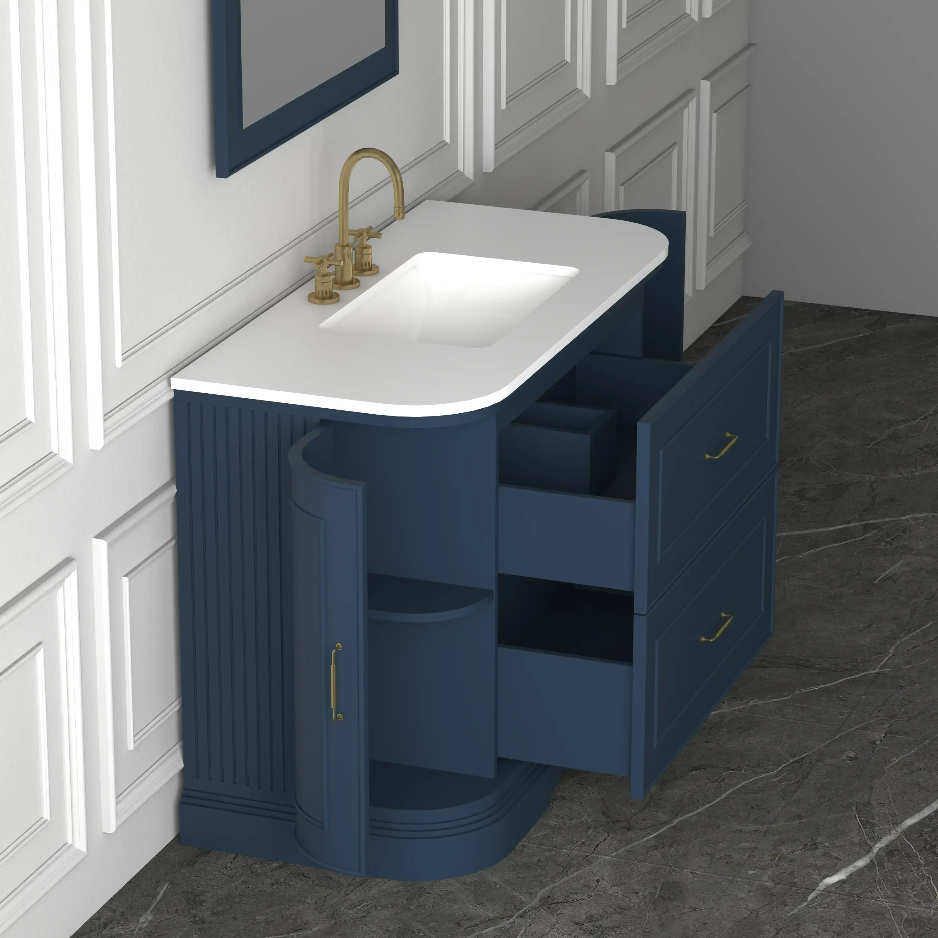 Meuble vasque à poser 120 cm Bleu, Art Deco 