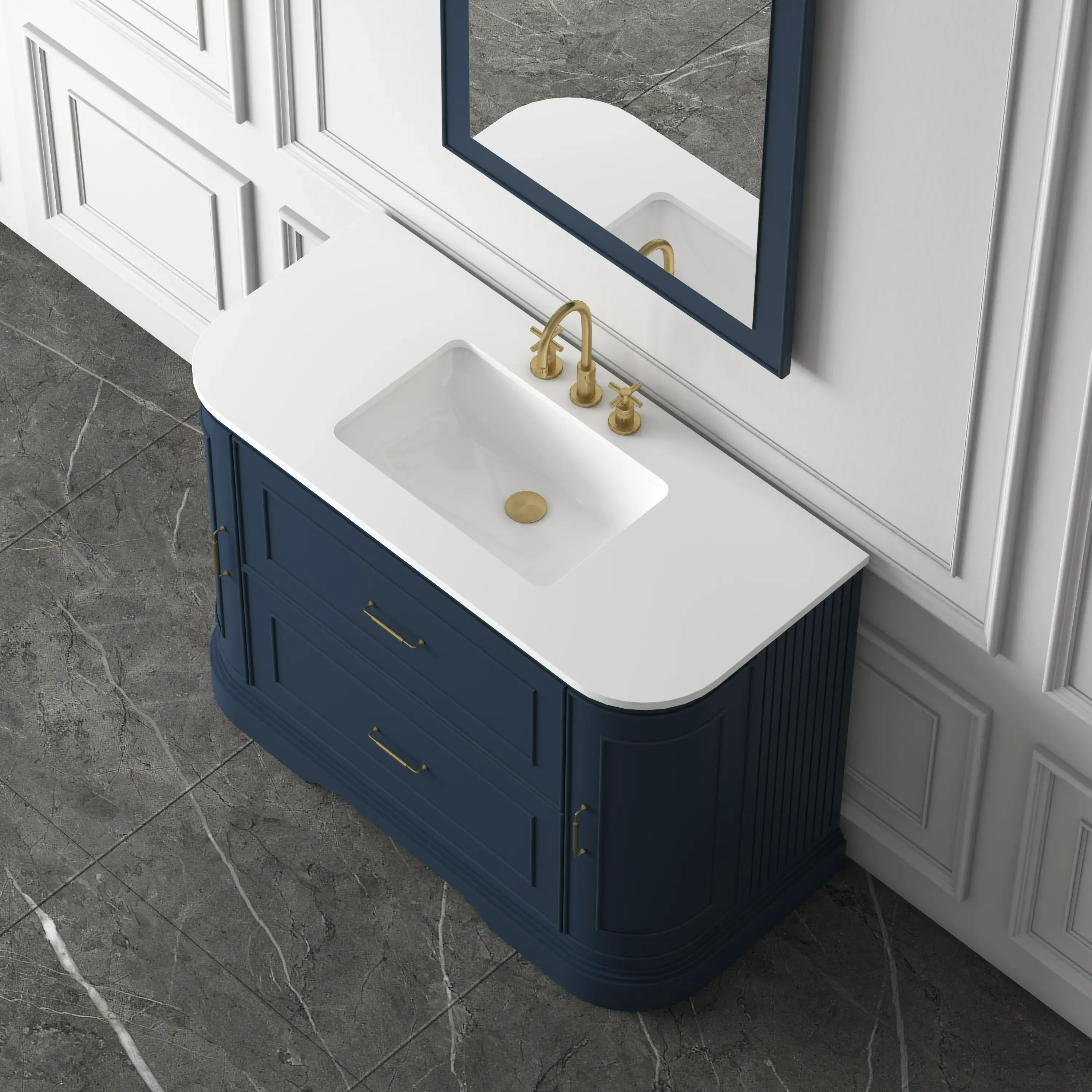 Meuble vasque à poser 120 cm Bleu, Art Deco 