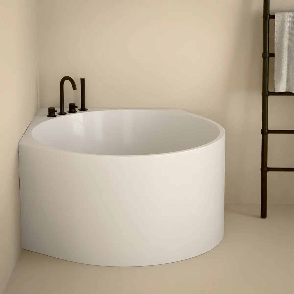 Baignoire îlot d'angle ronde, Ø98,7 ou Ø111 x 63 cm, Kios