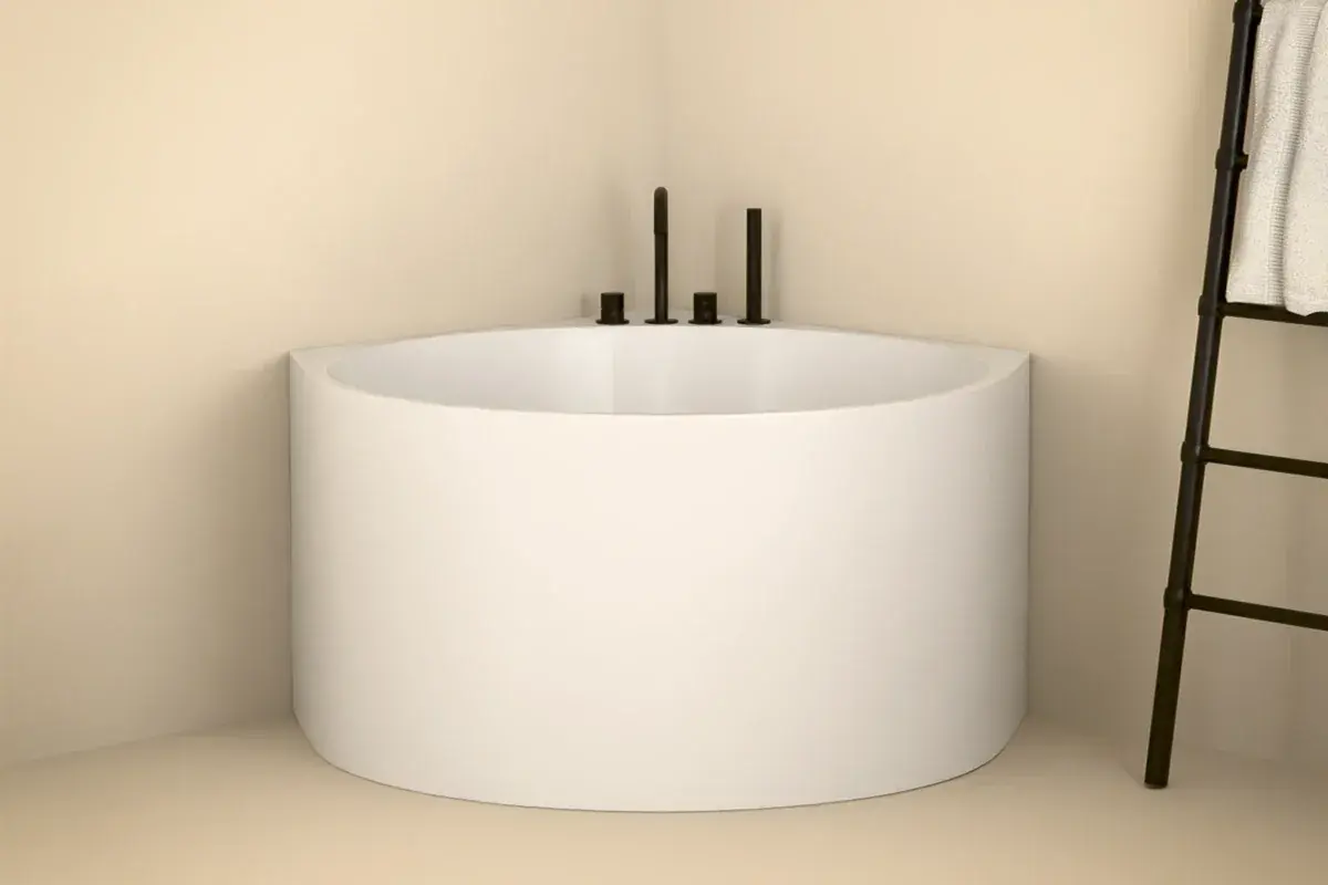 Baignoire îlot d'angle ronde, Ø98,7 ou Ø111 x 63 cm, Kios