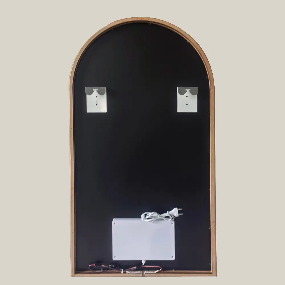 Miroir Demi-lune, rétroéclairage 55x100cm, cadre Chêne, Hikari 