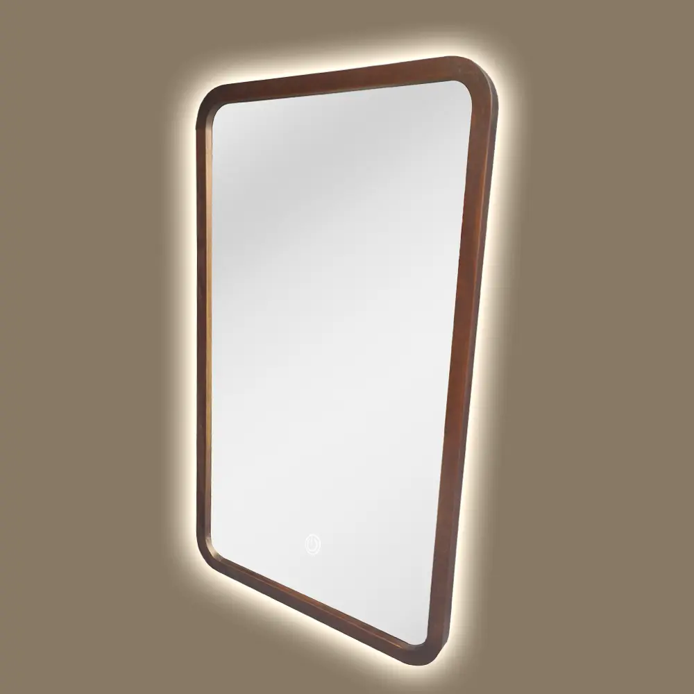 Miroir rétroéclairé et réversible 60x100 cm, cadre Noyer, Yuna 