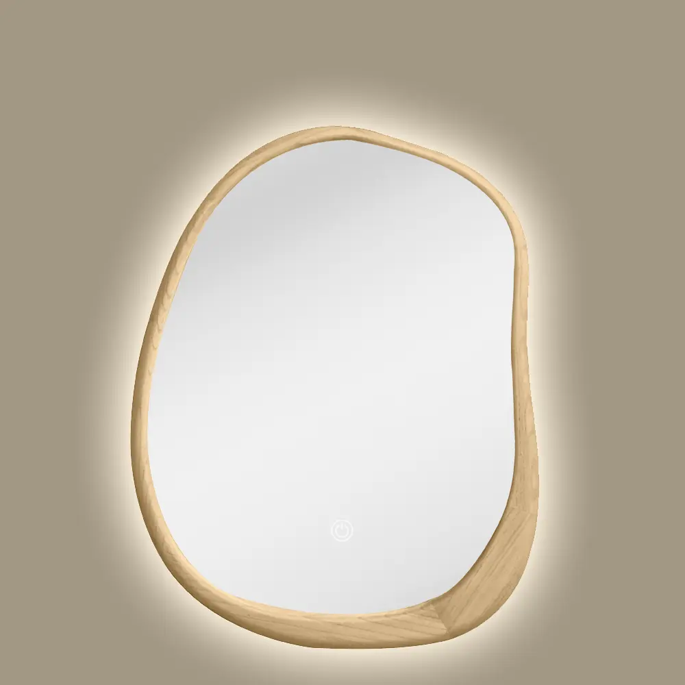 Miroir Rétro-éclairage 70x90cm, cadre Chêne, Organic 