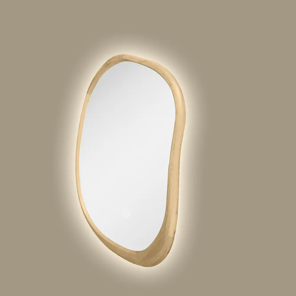 Miroir Rétro-éclairage 70x90cm, cadre Chêne, Organic 