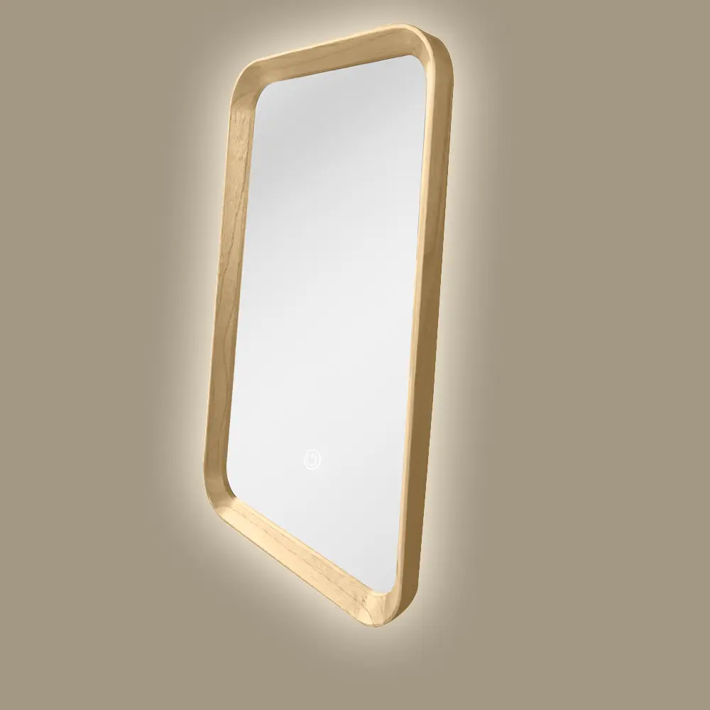 Miroir Rétro Eclairage 50x80cm, cadre Chêne, Asami 