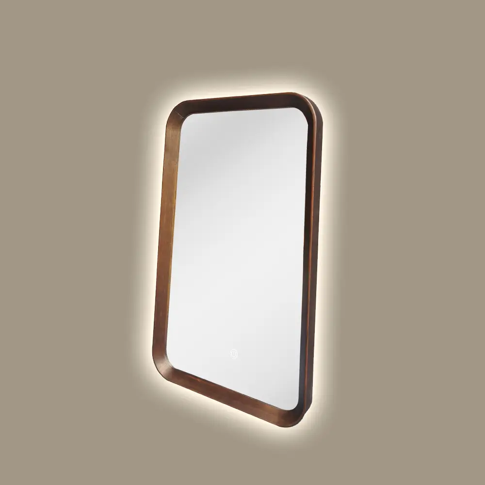 Miroir Rétro Eclairage 50x80cm, cadre Noyer, Asami 