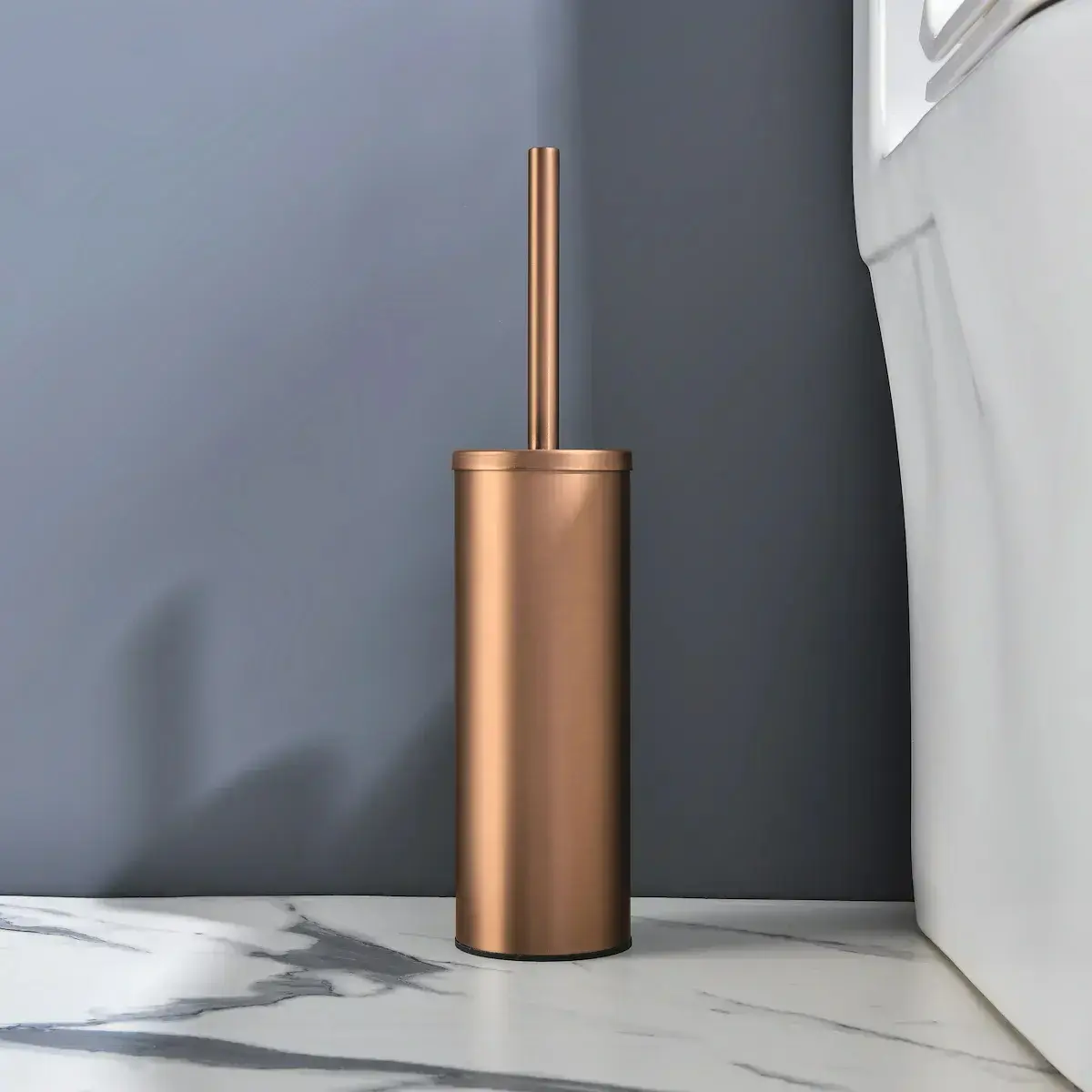 Porte balayette inox a poser, doré rose mat, Chatelet 
