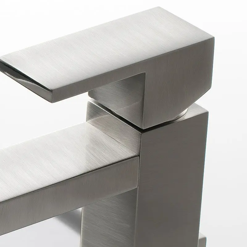 Robinet Mitigeur Lavabo Haut Carré, nickel brossé, _Q_ bec 252 mm.webp