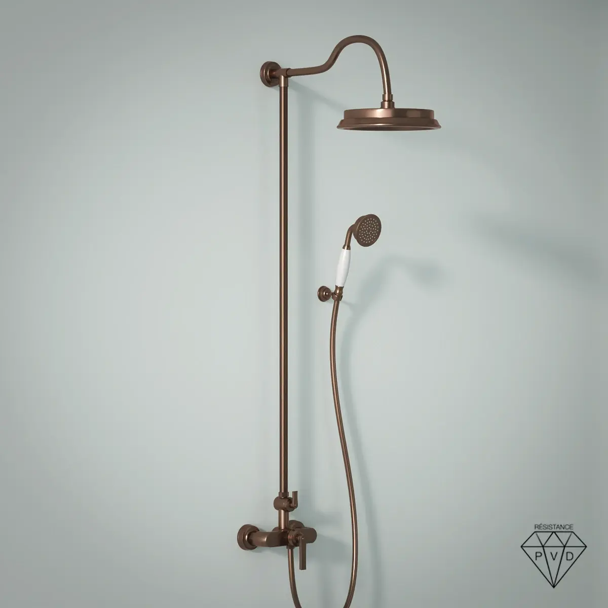 Colonne de douche avec mitigeur thermostatique, traitée cuivre, Liberty.webp
