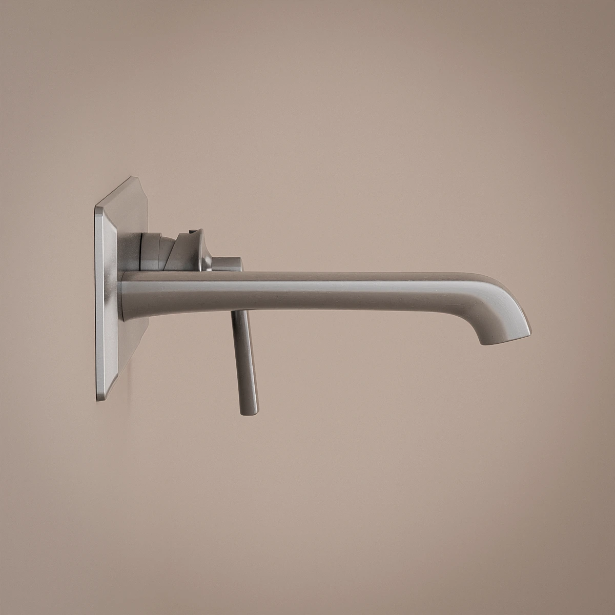 Mitigeur lavabo mural inox brossé, Art Déco 