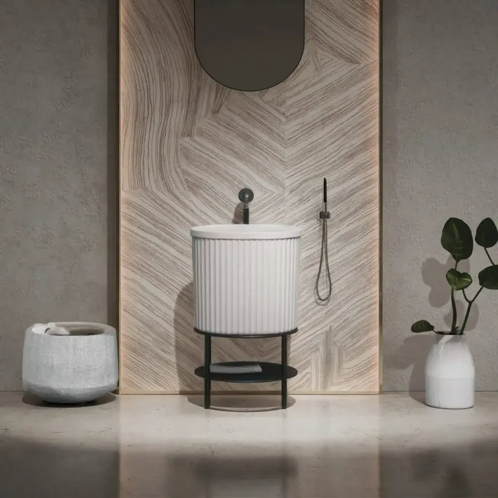 Lavabo cannelé à suspendre ou à poser au sol 55x40cm, Dino