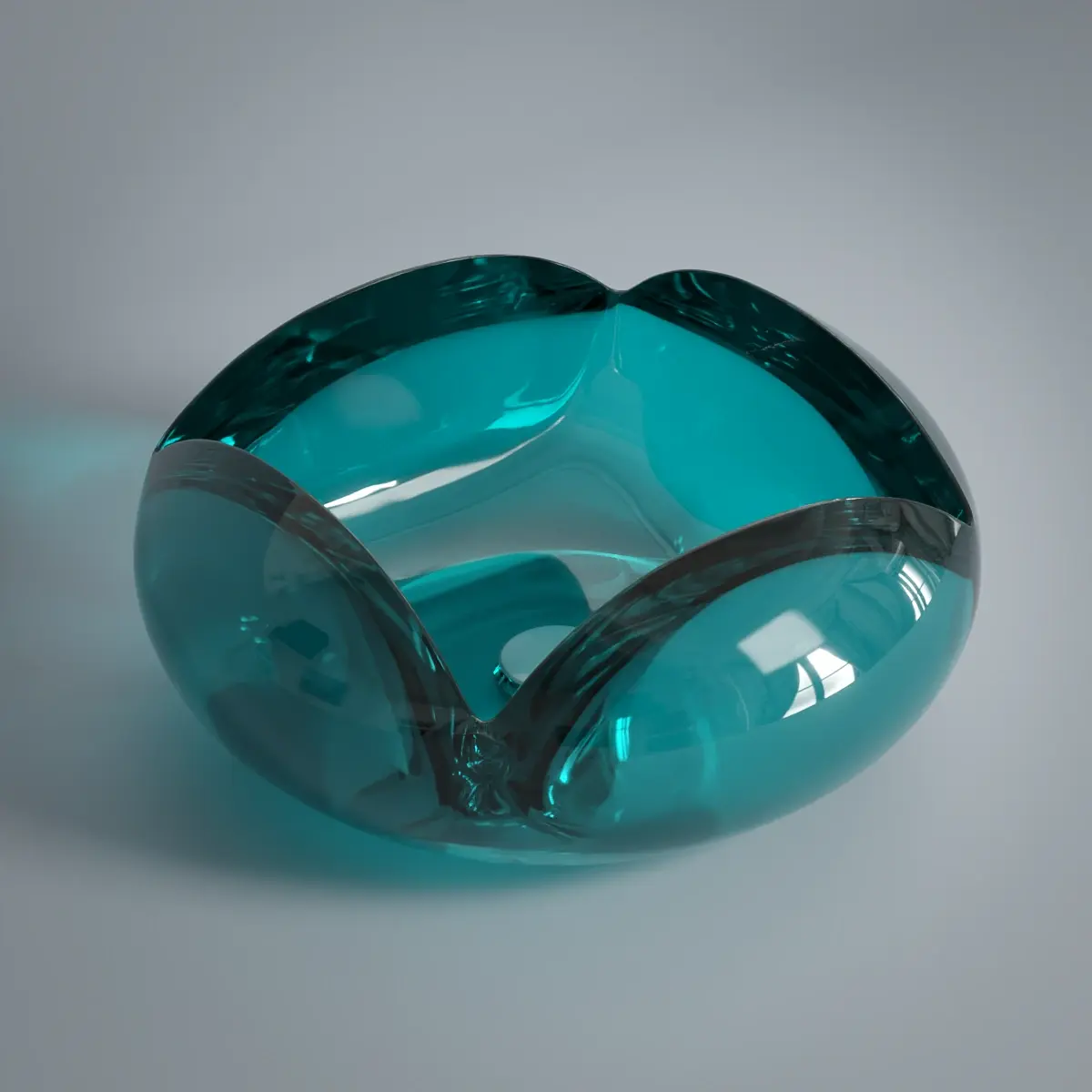 Vasque à poser 46x19cm Résine transparente bleue, Pétale 